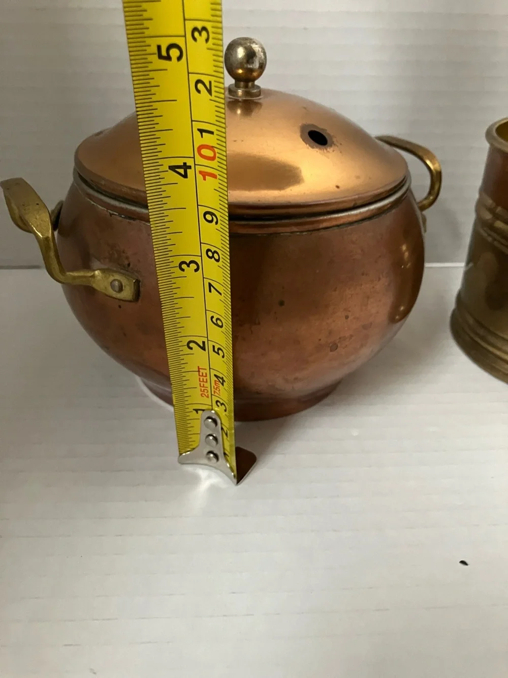 Vintage Copper and Brass Decorative Duo - Potpourri Pot‎ & Small Planter 70s 80s